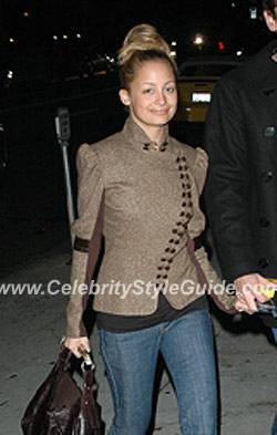 Nicole Richie wearing Michelle Mason and YSL Brown Jacket and Buffalo  Mombasa Bag - Celebrity Style Guide