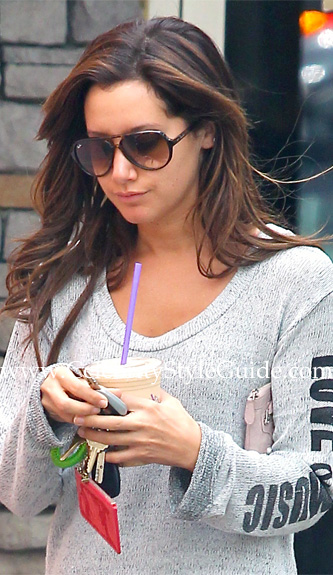 Ashley Tisdale wearing Ray-Ban Cats 5000 Sunglasses in Faded Brown -  Celebrity Style Guide
