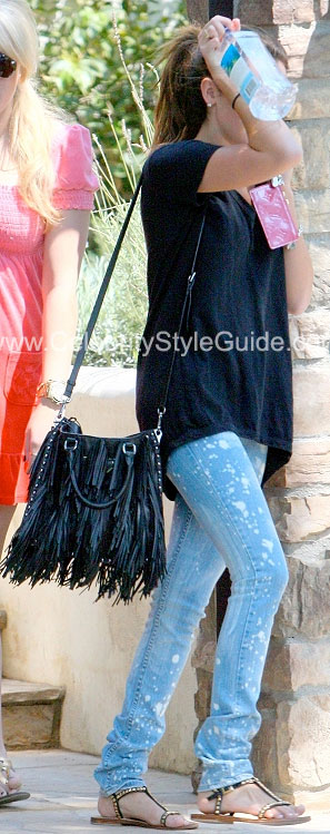 Ashley Tisdale Wearing Jet By John Eshaya Splatter Skinny Jeans Celebrity Style Guide