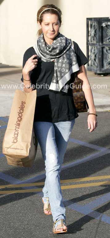 Ashley Tisdale wearing Louis Vuitton Monogram Denim Shawl - Celebrity Style  Guide