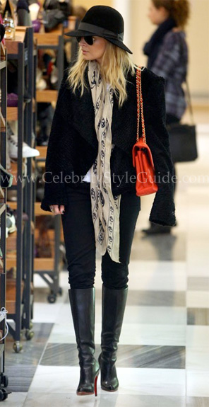 Ashley Tisdale wearing Alexander McQueen Classic Skull Scarf