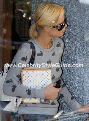 Paris Hilton wearing Louis Vuitton Monogram Multicolore Large Ring Agenda -  Celebrity Style Guide